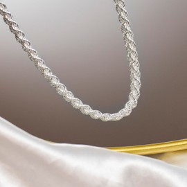 Tuscany Silver Women's Sterling Silver 4.2 mm Rope Chain Necklace of Length 61 cm/24 Inch