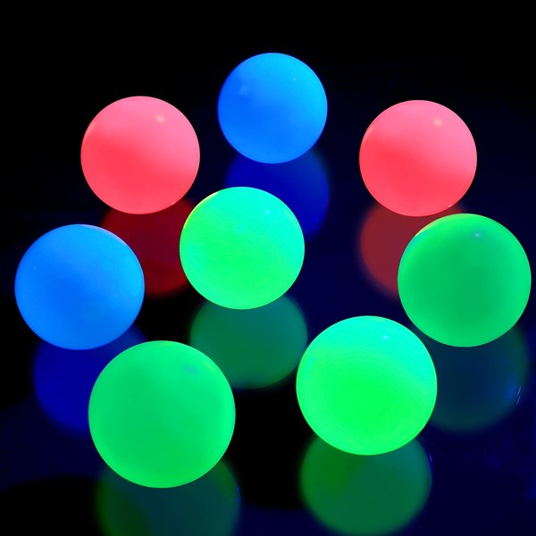 8 Pieces Glow in the Dark Stress Balls Ceiling Balls Sticky Balls That Stick to the Ceiling Glowing Balls for Relax Toy Teens and Adults (Pink, Yellow, Blue, Green, 1.8 Inches)