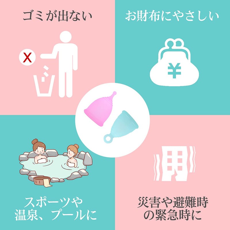 月経カップ 生理カップ 生理用品 出し入れやすい 漏れない 柔らかい 快適 海やプールやお風呂にはいれる 生理期間自由 ボール型