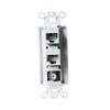 BUPLDET 2 Ethernet 1 Coax Wall Plate Insert - Dual