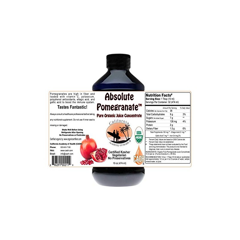 Absolute Pomegranate Juice 5:1 Concentrate Organic 16 oz from CAOH