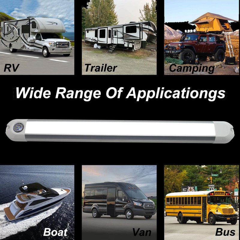 DUNTUO LED Interior Light Bar Touch Switch 12V/24V DC Waterproof