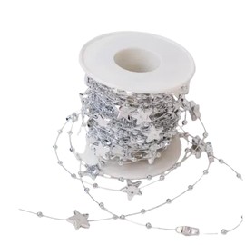 10M Sliver Pearl Beads String Star Beads String Plastic Pearl Chain for Crafting,Wedding Decoration