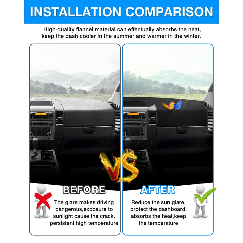 Autorder Dashboard Cover Mat for 2004-2012 Nissan Titan Accessories Dash