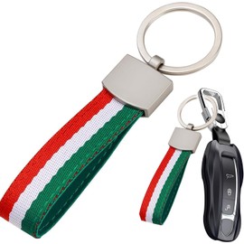 WUBAYI Llavero de la bandera de Italia - Llavero de bandera italiana con cinta de lona y lazo de metal, inoxidable y resistente a la luz, llavero de coche para hombres y mujeres
