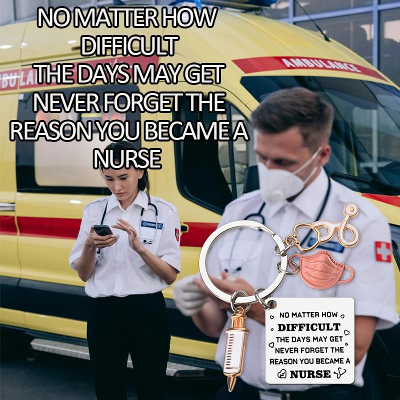 Nurse Graduation Gifts Stethoscope Syringe Keychain for Doctor Nurse Appreciation