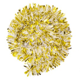 32.8ft Christmas Tinsel Garland, Two-Color Metallic Glitter Foil Tinsel Twist Garland Decorations for Christmas Tree Stair Fireplace Ceiling Hanging Wedding Birthday Party Supplies (Gold)