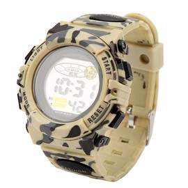 Tbest Sports Watch for Men Digital Sports Watch Waterproof Glow-in-the-Dark Chronograph Watch for Men Student Gift Outdoor Camouflage Color, khaki, Strap.