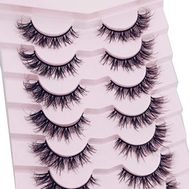 OCHILIMA Natural Lashes Wispy Lashes Natural Look False Eyelashes Natural Flared Eyelashes False Eye Lashes Soft Fluffy Lashes 7 Pairs Natural