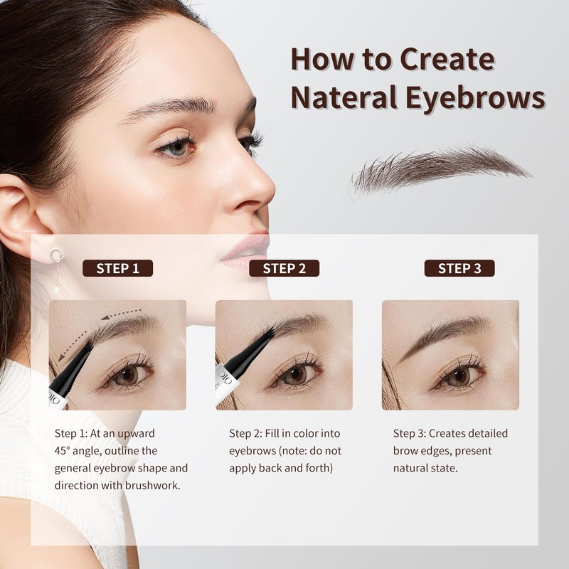 Eyebrow Pencil, Eyebrow Pencil with 4 Micro Fork Tips, Durable