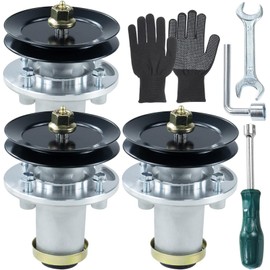 GUSUHAWK 3 Pack Greased 539112170 Spindle Assembly with 153535 Pulley Replace Husqvarna 539112170 Mandrel Assembly, 532173436, 539112171 Pulley for Husqvarna MZ5225, MZ52, MZ 52, RZ4824F, TS354D Mower