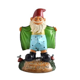Funny Garden Gnome Statue Resin Gnomes Figurines SAY Hello to My Little Friend Indoor Ornament Gift Outdoor Garden Decorations for Home Patio Yard Lawn Porch (Green)