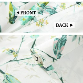 VOGOL Country Style Curtains Valances, Green Birds Pattern Faux Linen Valance for Farmhouse French Door, Vivid Leaf Flower Print Window Treatment, 42 x 12 Inches, 1 Panel