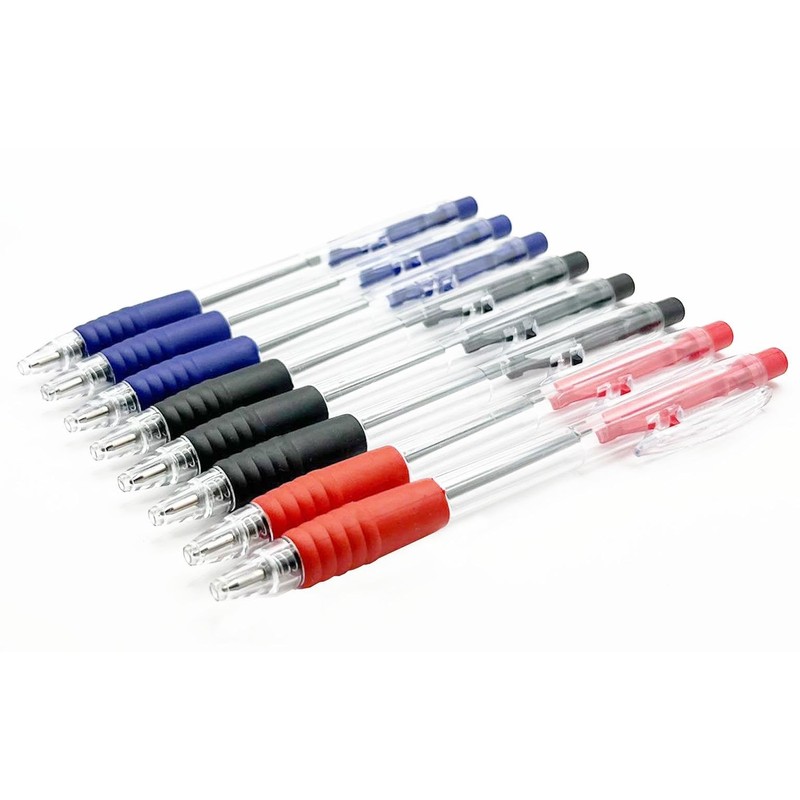 PaulStore 8 Ballpoint Pens Set Soft Non-Slip Grip Medium Ball