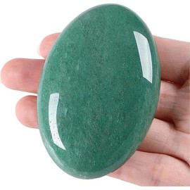 QINJIEJIE Large Green Aventurine 2.4 Inch Oval Crystal Natural Crystals Gemstones Worry Stones Worry Stones Polished Stones Reiki Stones for Anxiety Relieve Yoga Meditation Decoration 1 Piece