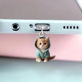 ARFUKA Pack of 2 Type C Dust Plugs, Dust Plugs, Protective Cap with Cat Attachments, Compatible with Kindle from 2021 and Other Type-C Ports Smartphones