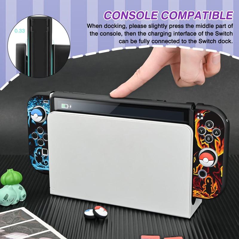 DLseego Protective Case for Switch OLED,Slim Soft Protective Shell Dockable