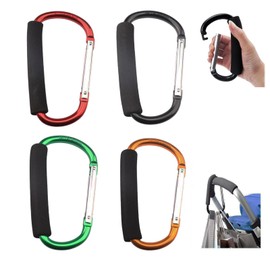 LNGJIN Pack of 4 Pram Carabiners, Pram Hooks, Camping Aluminium Alloy Spring Buckles, Pram Buggy Shopping Bag Holder, Pram Hook/Carabiner for Shopping Bags, Bags, Handbags