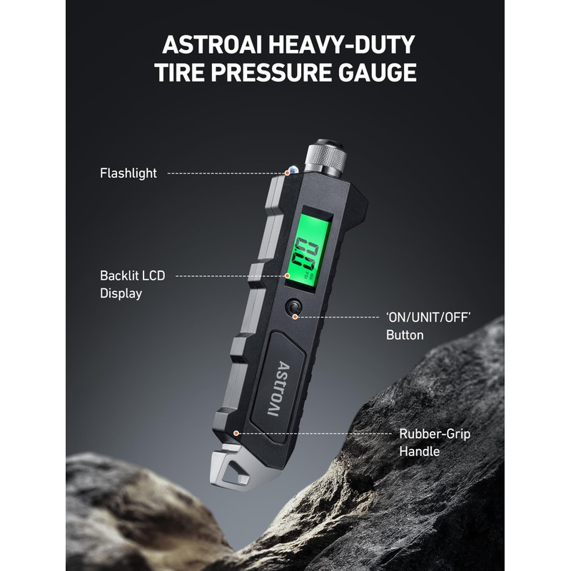 AstroAI Digital Tire Pressure Gauge, 230 PSI 4 Settings Heavy