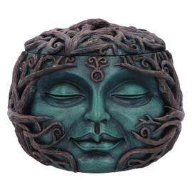 Nemesis Now Tree Spirit Treasure Box 10.5cm, Resin, Green, Vined Tree Face Box, Spiritual Nature Gift, Removable Lid, Cast in the Finest Resin, Expertly Hand-Painted
