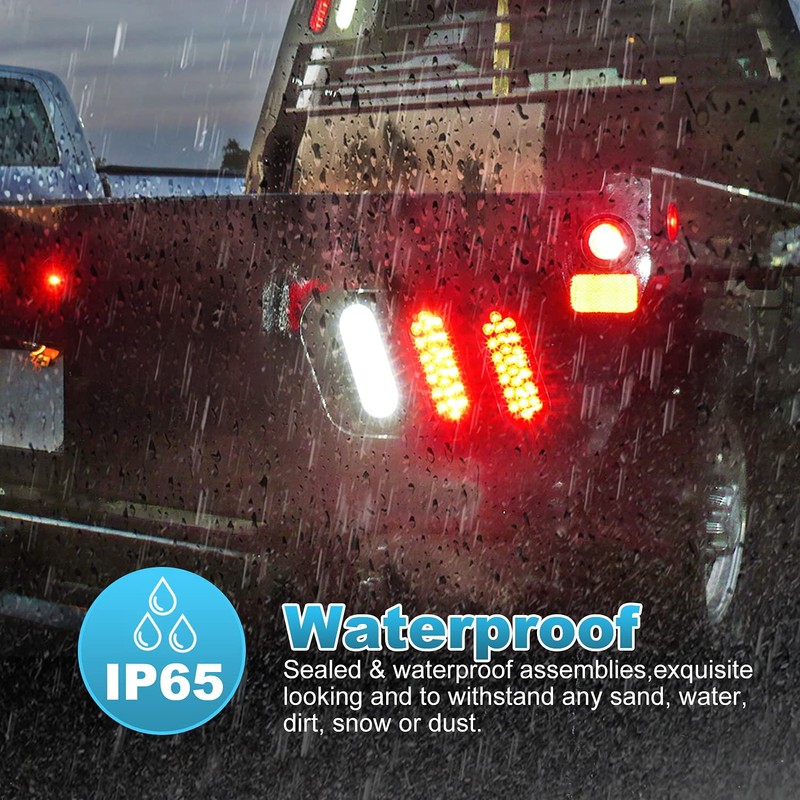 Partsam 2xRed + 2xWhite 6" 24 LED Oval Stop Turn