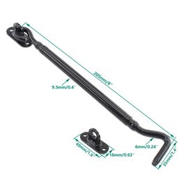 2 Pack Hook and Eye Latch,ULIFESTAR Barn Door Latch,Heavy Duty Stainless Steel Gate Latch Lock for Sliding Barn Door Window Shutters Garage Fence Closet Shed Door with Screws (8'', Black)