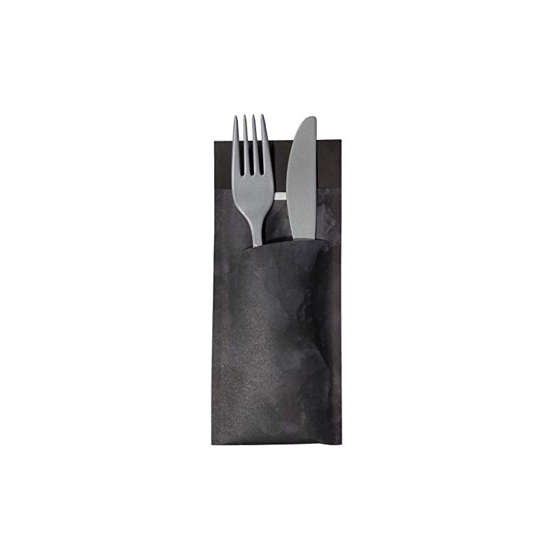 30 Pieces Cutlery Pouches with Napkin, Paper, black