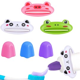 BEPSYOM 3 x tube squeezer with 3 self-closing toothpaste caps, toothpaste tube squeezer, suitable for toothpaste, hand cream