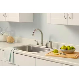 Glacier Bay Builders Double Handle Standard Kitchen Faucet with Side Sprayer in Stainless Steel