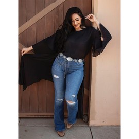 XZQTIVE Women Boho Chain Belts For Dresses Jeans Western Cowgirl Waist Links Belt Adjustable Metal Concho Belt