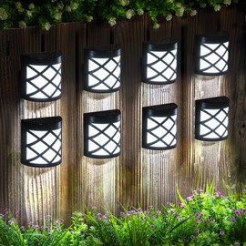 GIGALUMI 8 Pack Cold White Solar Fence Lights