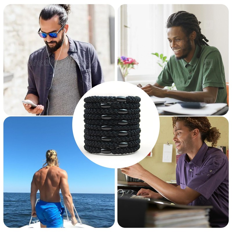 MOTIBACK Pack of 10 Braided Hair Ties for Men and