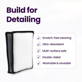 CA Detailing Interior Scrubbing Wash Pad – Pack of 4 Dual-Sided Car Cleaning Sponges for Deep Interior Detailing – Safe on Leather, Vinyl, Plastic – Reusable Auto Scrubbers for Seats & Panels