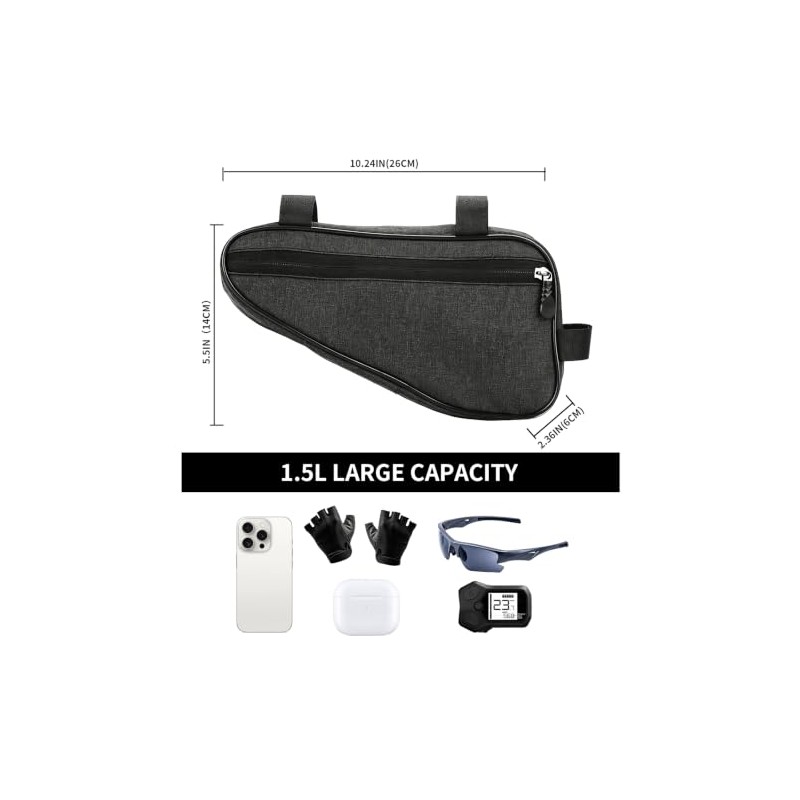 Bike Triangle Frame Bag, Bicycle Tube Storage Pouch, Strap-On Under