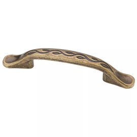Liberty P23833-ABT  3" Leaf and Vine Cabinet Drawer Pull Tumbled Antique Brass