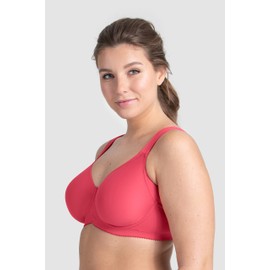 Miss Mary of Sweden Tshirt Bra for Women - Seamless Bra, Supportive Everyday Bra with Full Coverage, Comfortable and Breathable, Non-Padded Underwire Bra 34D Coral