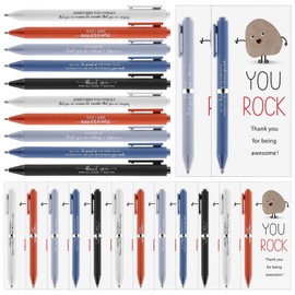 25 Sets Employee Appreciation Gifts Bulk 25 Inspirational Ballpoint Pens 25 You Rock Thank You Cards Emotional Support Back to School Gifts for Coworker Staff Student Teacher Volunteer Nurse Women