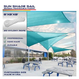Windscreen4less Sun Shade Sail Turquoise 8' x 8' x 8' Triangle Patio Permeable Fabric UV Block Perfect for Outdoor Patio Backyard - Customize Available