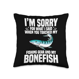 Bonefish Fishing Rod Reel Combo Fisherman Bonefish Fisher Throw Pillow