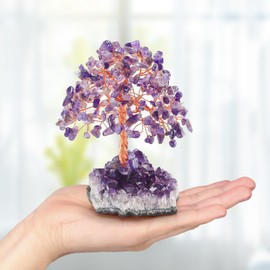 RelaxNest Crystal Tree Amethyst Money Tree | Purple Tree of Life Desk Decor | Zen Office Accessories, Unique Birthday Gift for Women, Positive Energy Crystal Art (Amethyst)