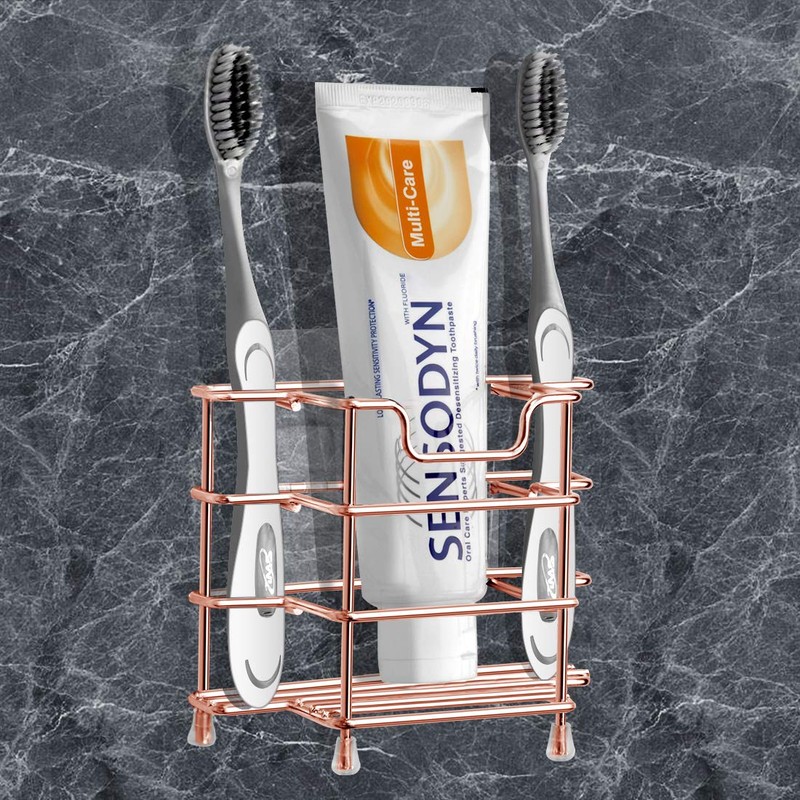 LinkIdea 歯ブラシホルダー 壁掛け ステンレススチール 2+1スロット シャワー 電動歯ブラシと歯磨き粉ホルダースタンド バスルーム カウンタートップオーガナイザー 収納ラック