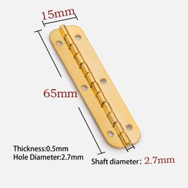 10Pcs Mini Hinges Cabinet Hinges 180 Degree Long Strip Hinge Folding Door Hinges for DIY Crafts Wooden Jewelry Box (Gold)