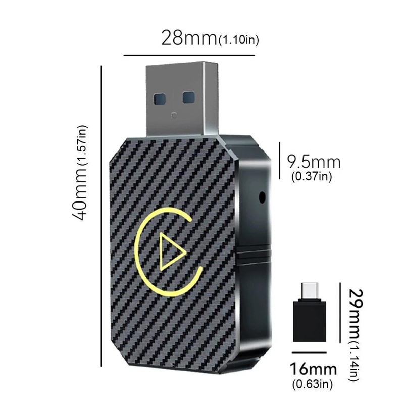 Wireless CarPlay Android Auto Adapter - Type-C USB - Bluetooth