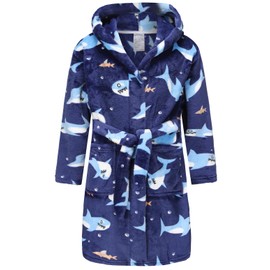 Boys Girls Bathrobes Soft Hooded Bathrobes Sleepwear robe for Girls boys (Shark, 4-5 Years)
