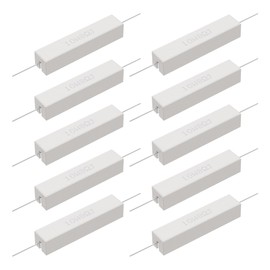 Skweawert Cement Resistor, 10PCS 10W 8 Ohm 5% Axial Lead Wire Resistor White Wound Fixed Ceramic Resistors Wirewound Power Resistors Flame Heat Moisture Resistance Precharge Horizontal Resistors