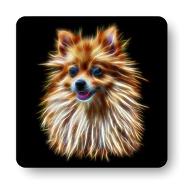 Fractal Artworks Pomeranian Coaster with Fractal Art Design #1-2. Perfect Dog Owner Gift.