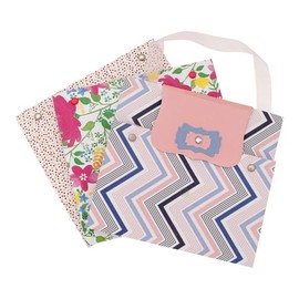 Set de Bolsas de Regalo Decorativas, Diseño Chevron Rosa y Azul, 17,8 x 20 x 5 cm, con Tarjetas Florales y Corazones (Geometrico)
