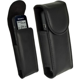 iGadgitz Black Genuine Leather Case Cover for Sony ICD-PX312 Digital Voice Recorder Dictaphone