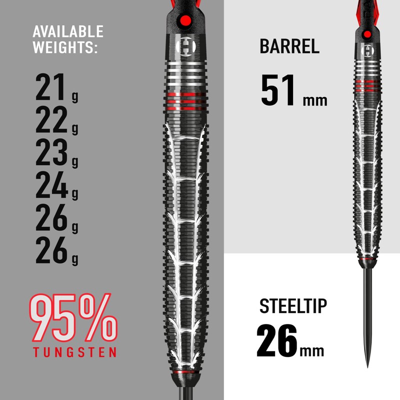 Harrows Atrax 95% Tungsten Darts | Darts Set with Steel