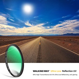 Walking Way 43MM Ultra-Low Reflectivity MCUV Lens Filter, UV Protection Filter 28 Multi-Layer Coating Ultra-Slim HD Waterproof Scratch Oil Resistant Lens UV Filter, HD High Transmittance Optical Glass